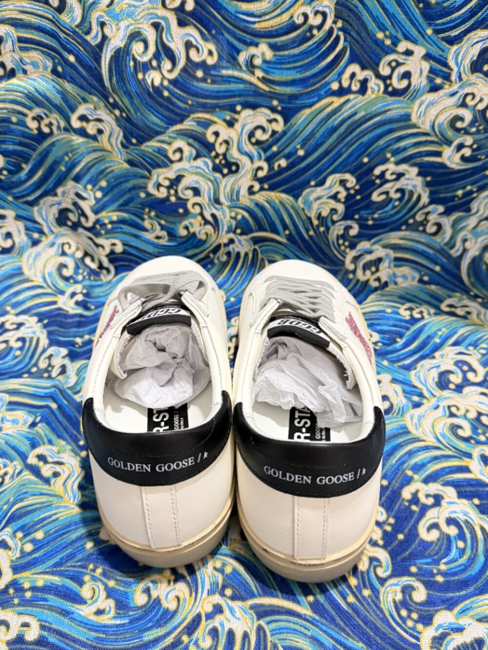 Golden Goose GGDB White Leather Sneakers Pink Glitter Star Unisex Casual Shoes - Picture 10 of 10